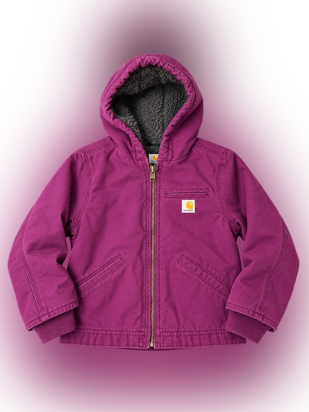 Carhartt Kids Youth Sherpa Lined Canvas Hooded Jacket Purple Size 7/8